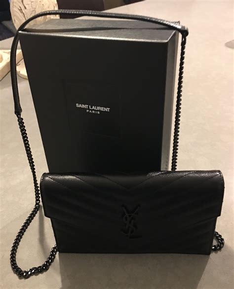 ysl wallet on chain all black|YSL wallet on chain sale.